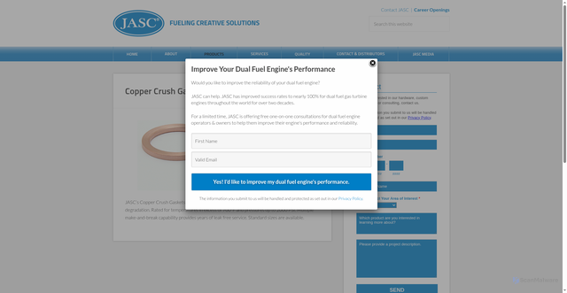 Security scan screenshot of https://jasc-controls.com/copper-crush-gaskets/
