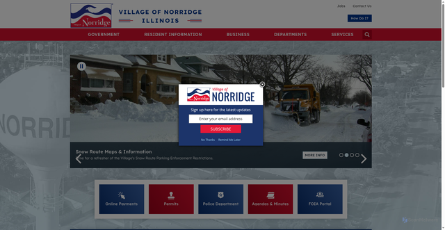 Security scan screenshot of https://www.villageofnorridge.com/