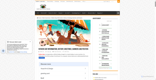 Security scan screenshot of https://www.4to40.com/public-awareness/fathers-day/