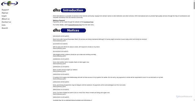 Security scan screenshot of http://www.dhs.org/