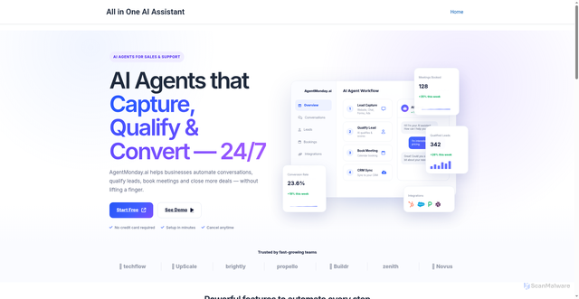 Security scan screenshot of https://agentmonday.ai