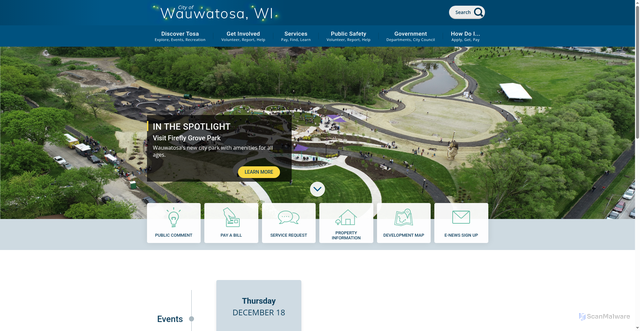 Security scan screenshot of https://www.wauwatosa.net/