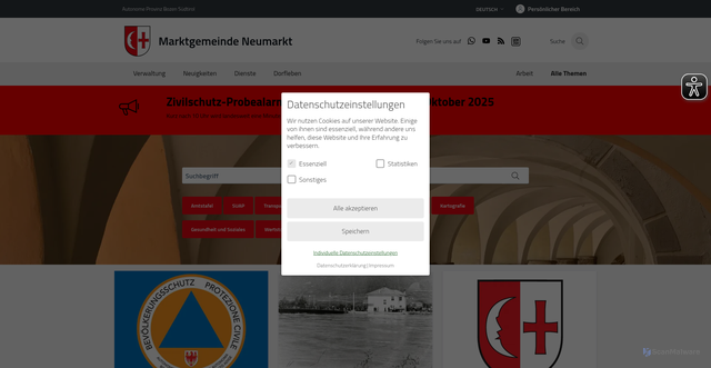 Security scan screenshot of https://www.comune.egna.bz.it/de