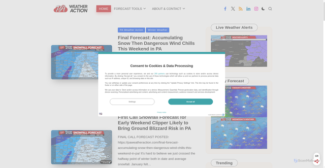 Security scan screenshot of https://paweatheraction.com/