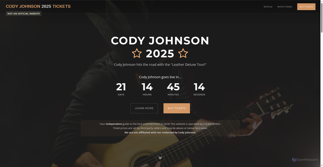 Security scan screenshot of https://www.codyjohnson2025.com/