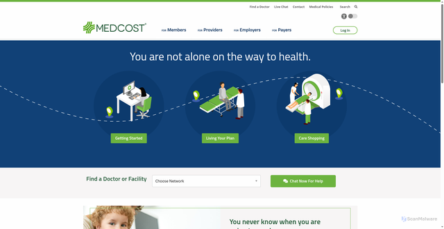 Security scan screenshot of https://medcost.com