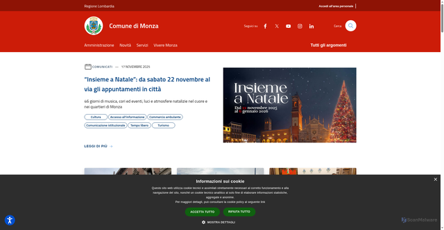 Security scan screenshot of https://www.comune.monza.it/it