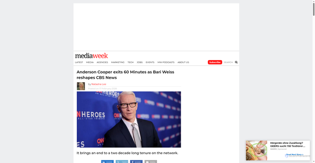 Security scan screenshot of https://www.mediaweek.com.au/anderson-cooper-exits-60-minutes-cbs-news-bari-weiss/