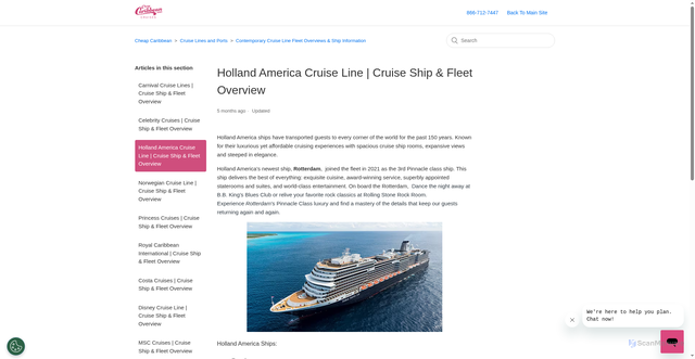 Security scan screenshot of https://cheapcaribbean.cruisehelp.com/hc/en-us/articles/360040557172-Holland-America-Cruise-Line-Cruise-Ship-Fleet-Overview