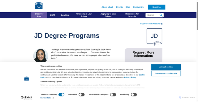 Security scan screenshot of https://www.lsac.org/discover-law/types-law-programs/jd-degree-programs