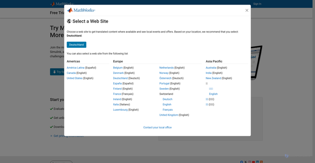 Security scan screenshot of https://www.mathworks.com/campaigns/products/trials.html