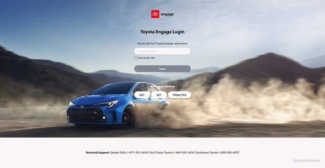 Security scan screenshot of https://engage.toyota.com