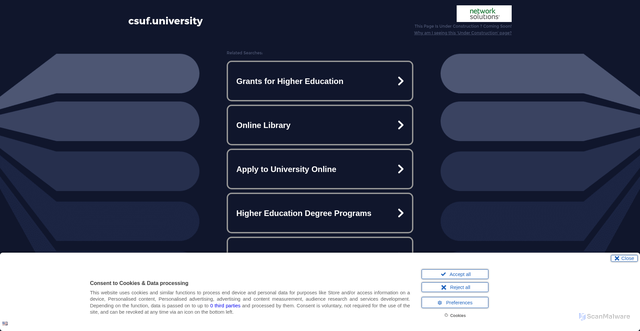 Security scan screenshot of https://csuf.university/