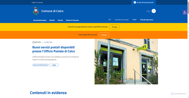 Security scan screenshot of https://www.comune.calco.lc.it