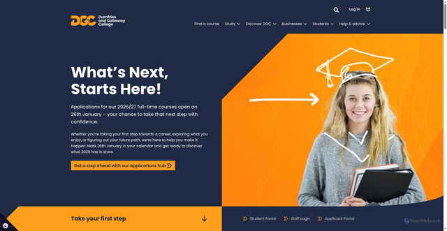 Security scan screenshot of https://www.dumgal.ac.uk/