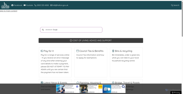 Security scan screenshot of https://www3.halton.gov.uk/Pages/Home.aspx