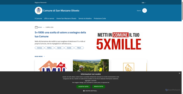 Security scan screenshot of https://www.comune.sanmarzanooliveto.at.it