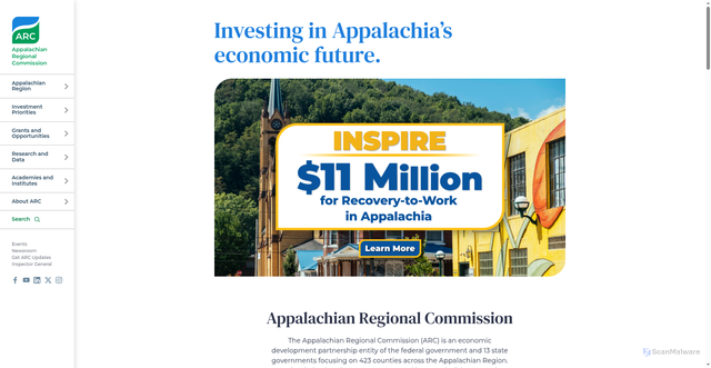 Security scan screenshot of https://arc.gov/