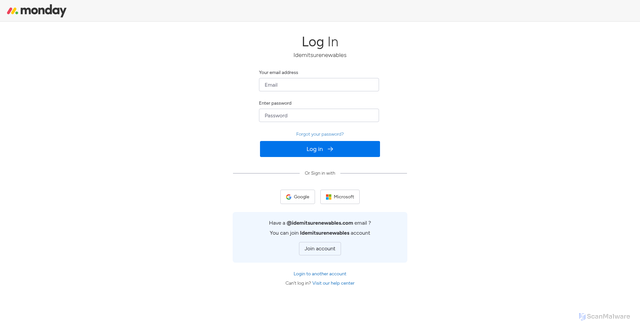 Security scan screenshot of https://idemitsurenewables.monday.com