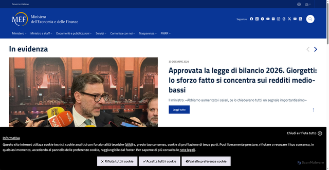 Security scan screenshot of https://www.mef.gov.it/