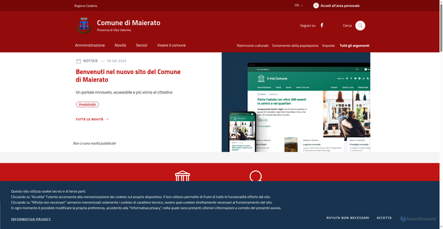 Security scan screenshot of https://www.comune.maierato.vv.it/