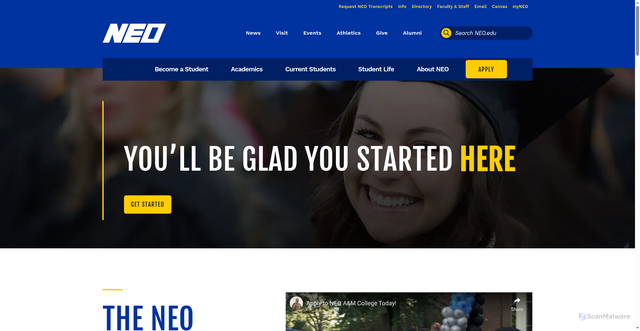 Security scan screenshot of https://neo.edu/