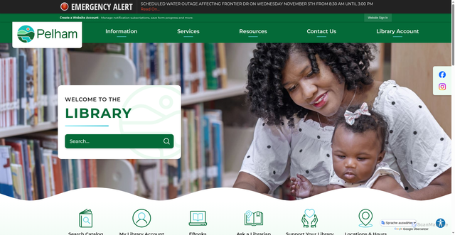 Security scan screenshot of https://pelhamlibraryal.gov/1296/Library