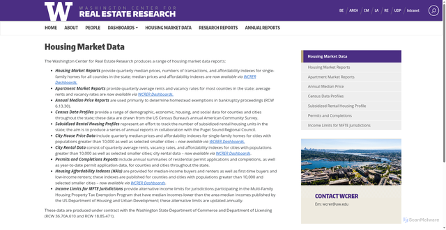 Security scan screenshot of https://wcrer.be.uw.edu/housing-market-data-toolkit/