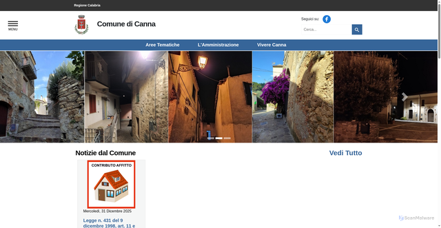 Security scan screenshot of https://www.comune.canna.cs.it/