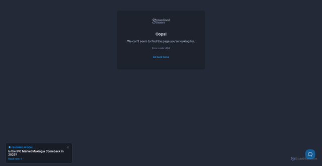 Security scan screenshot of https://www.streamlined.finance/symbol/SNPS