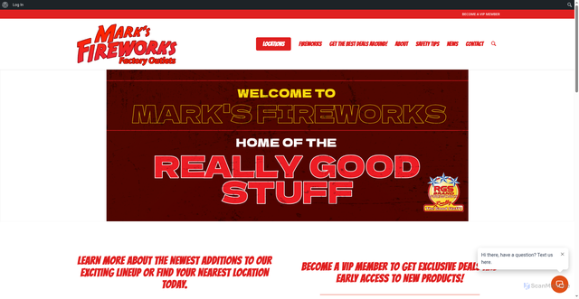 Security scan screenshot of https://marksfireworks.com/