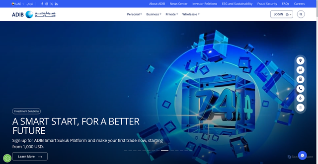 Security scan screenshot of https://www.adib.ae/