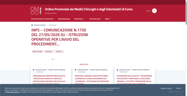 Security scan screenshot of https://www.omceoco.it