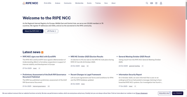 Security scan screenshot of https://www.ripe.net/