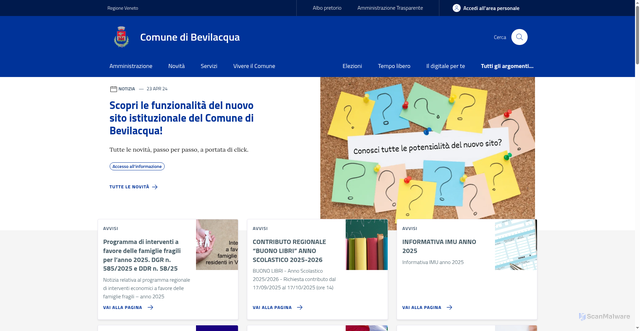 Security scan screenshot of https://www.comune.bevilacqua.vr.it/