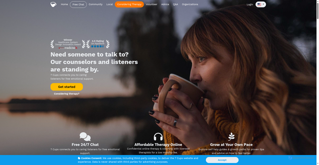 Security scan screenshot of https://www.7cups.com/