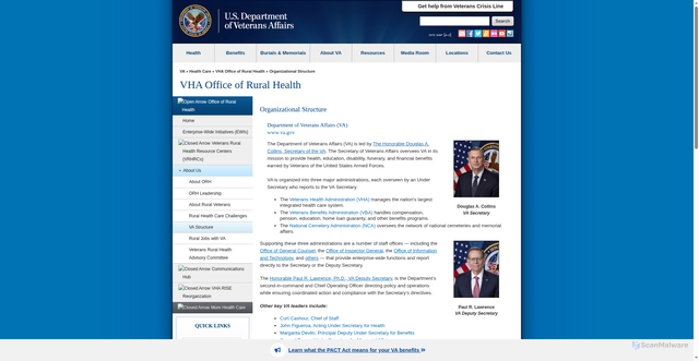 Security scan screenshot of https://www.ruralhealth.va.gov/aboutus/structure.asp
