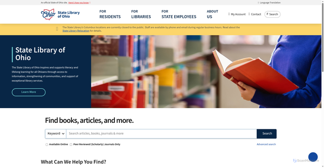 Security scan screenshot of https://library.ohio.gov