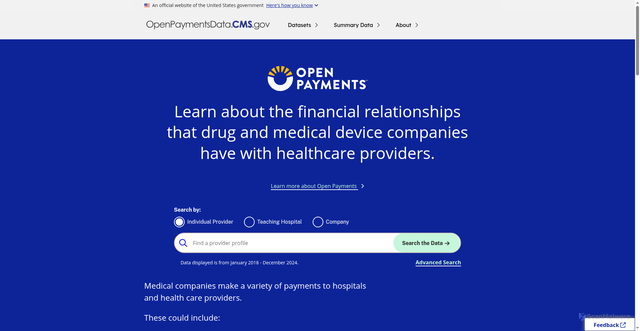 Security scan screenshot of https://openpaymentsdata.cms.gov