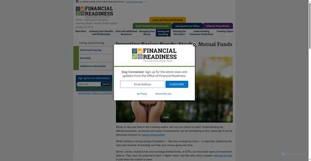 Security scan screenshot of https://finredstage.usalearning.gov/Saving/StocksBondsMutualFunds