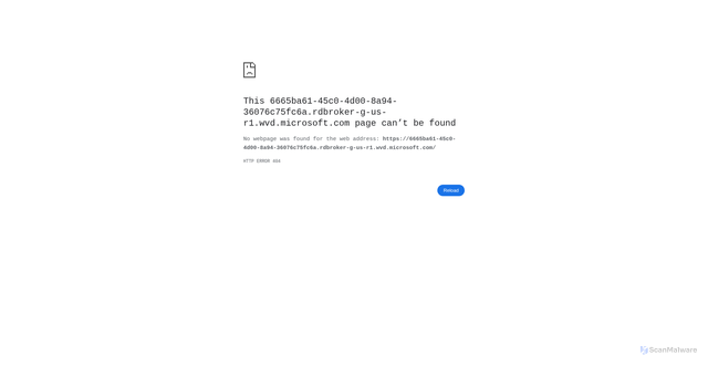 Security scan screenshot of https://6665ba61-45c0-4d00-8a94-36076c75fc6a.rdbroker-g-us-r1.wvd.microsoft.com