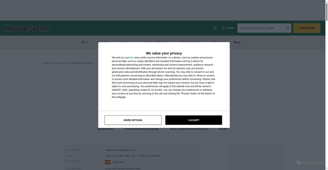 Security scan screenshot of https://www.motorsportmagazine.com/database/drivers/fernando-alonso/