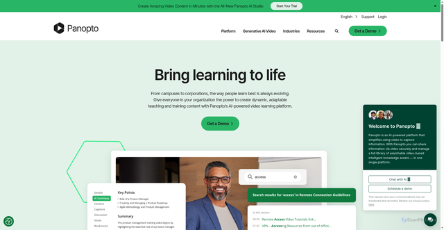 Security scan screenshot of https://panopto.com