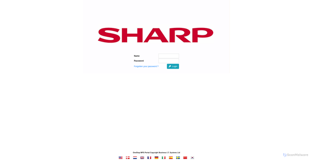 Security scan screenshot of https://onestop.sharpbusiness.com