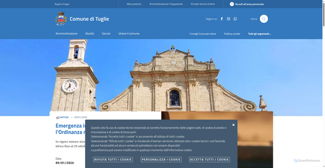 Security scan screenshot of https://www.comune.tuglie.le.it/