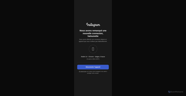 Security scan screenshot of https://v0-instagram-accounts.vercel.app/