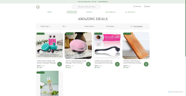 Security scan screenshot of https://sabathenaturessecret.com/AMAZING-DEALS/collection/_ZUOorxR