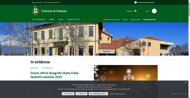 Security scan screenshot of https://www.comune.salassa.to.it/it-it/home