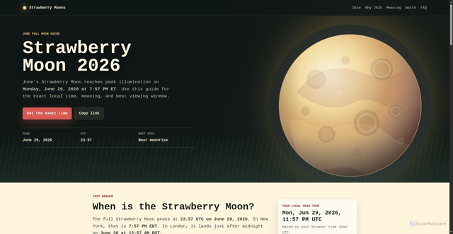 Security scan screenshot of https://strawberrymoons.net/