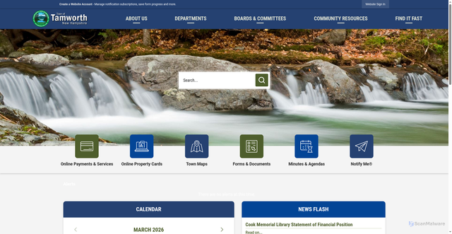 Security scan screenshot of https://www.tamworthnh.org/